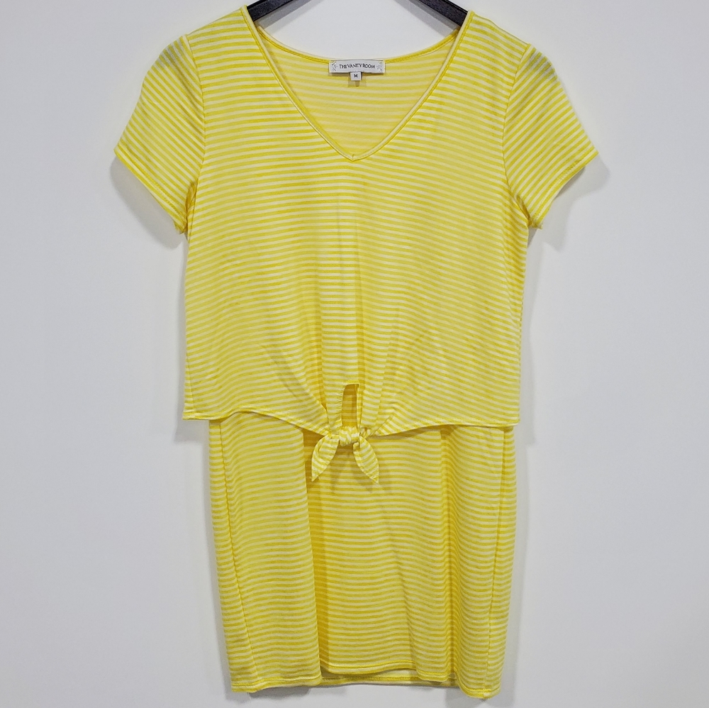 The Vanity Room V-Neck Short Sleeve Striped Dress
